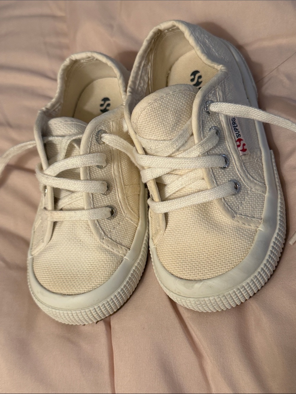Superga Kids Cream Canvas Lace-Up Sneakers